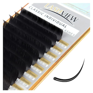 LASHVIEW 020 Thickness C Curl11mm Silk Fake Eyelash Extensions Natural Thick Lashes SemiPermanent Individual Eyelashes Application for Professional Salon Use