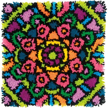 Dimensions Colorful Mandala Latch Hook Craft Kit for Kids 16 x 16