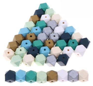 48PCS 20mm08 Painted Geometric Wooden Spacer Beads Unfinished Wood Loose Beads Ball for DIY Art  Craft Project and Jewelry Making 8 Colors Geometric Beads