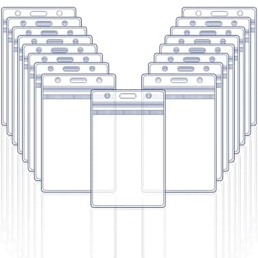 Wpxmer 20 Pack Clear Double ID Card Badge Holder ID Pass Holder Bulk Kit Heavy Duty PVC Plastic Resealable Waterproof Versatile Name Badge Holder