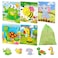 Kids Puzzles Toys for 24 Ages Wooden Animals Educational Puzzle 6 in 1 Pack for Elephant Frog Tortoise Giraffe Bee Set 16 Pieces Autism Children Puzzles Learning Toys