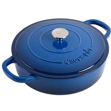 CrockPot Crock Pot Artisan Enameled Cast Iron Braiser WLid 5 Quart Sapphire Blue