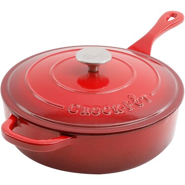 Crock Pot Artisan 35 Quart Enameled Cast Iron Deep Saut Pan Scarlet Red