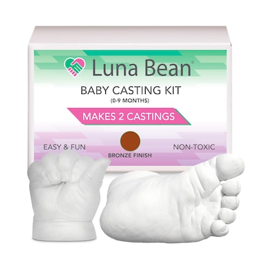 Luna Bean Baby Keepsake Hand Casting Kit  Plaster Hand Mold Casting Kit for Infant Hand  Foot Mold  Baby Casting Kit for Baby Gifts Bronze Finish