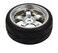 Apex RC Products 110 OnRoad 12mm Chrome 5 Spoke Wheels V Tread Rubber Tires Set of 4 5005