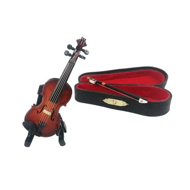 ROOTLISA 36Inch Mini Handheld Violin Toy Miniature Musical Instruments Collection Wooden Decorative Ornaments Gift with Stand Support and Case