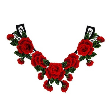 Red Rose Lace Fabric Dress Applique Motif Blouse Sewing Trims DIY Neckline Collar Costume Decoration Accessories