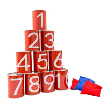 Hey Play Carnival Games for Kids Bean Bag Can Toss Outdoor Game for Adults Kids Boys and Girls  Red