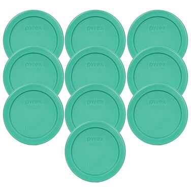 Pyrex 7202PC 1Cup Green Plastic Food Storage Lid Made in USA  10 Pack