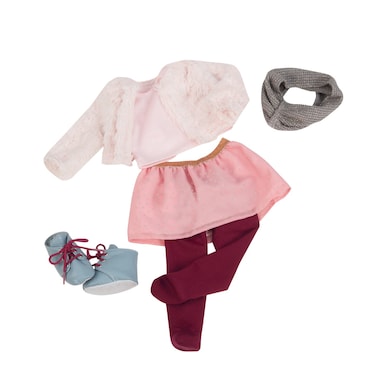 Our Generation Dolls Its Snow Snuggly White Fur Coat with Skirt Outfit for Dolls 18