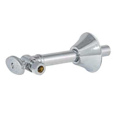 Eastman 12 inch Sweat x 38 inch OD Compression Quarter Turn Angle Stop Valve with Extension Tube Brass Plumbing Fitting Chrome 10742LF