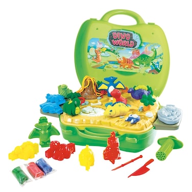 Childrens Dough  Carry Dino World Set  Kids Play Dough Playset  Clay Dough Toy Tool Set  Dough  Carry Dino World Pretend Play Toy Kit  Portable Molds Case  945 x 39 x 89 inches