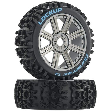 Duratrax Lockup 18 C2 Mounted Buggy Spoke Tires Chrome 2 DTXC3617
