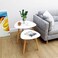 BAMEOS Bamboo Nesting Triangle End TableSet of 2 Coffee Table Modern Minimalist Side Table for Living Room Balcony in White