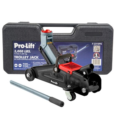ProLifT F2315PE Grey Hydraulic Trolley Jack Car Lift with Blow Molded Case3000 LBS Capacity 12 Inch Black