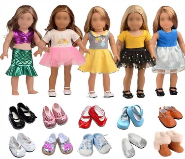 Sweet Dolly 18 Inch Doll Clothes Set 5 Sets of Doll Clothes and 2 Pairs of Shoes Fit 18 inch Dolls