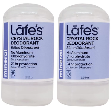 Lafes Natural Deodorant  Unscented Crystal Mineral Rock Natural Deodorant  225 Ounce  2 Pack
