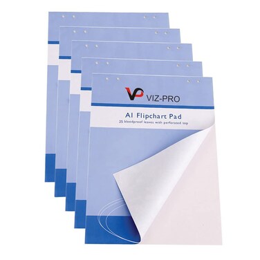 VIZPRO Standard Easel Pads A1 Flipchart Paper Pad 25SheetsPad 5PadsPack