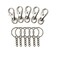 RenBa 100 Pcs Metal Swivel Lanyard Keychain Rings with Chain Claw Clasp Hook Key Rings and 100 Pcs Screw Eye Pins Bulk for Crafts