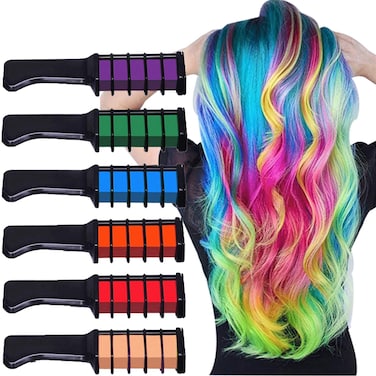 Runlong Hair Chalk Comb 6 Colors for Teen Girls Cosplay Halloween Ball Party Gifts For Girls