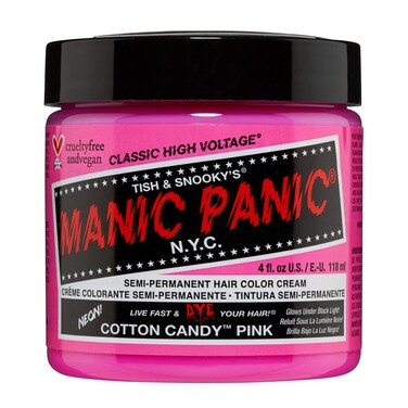 MANIC PANIC Cotton Candy Pink Hair Dye  Classic High Voltage  3PK Semi Permanent Hair Color  Glows in Blacklight  Bright Cooltoned Pink Shade  Vegan PPD  AmmoniaFree