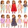 Miunana 10 Pcs 18 inch Girl Doll Clothes Dress Including 10 Complete Set of Clothing Outfits for American Doll