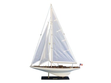 Hampton Nautical Wooden Intrepid Model Sailing Yacht 35
