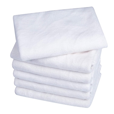 KLNYOO Microfiber Facial Cloths Face Towels Ultra Soft Fast Drying Washcloth Face Cloth for Bath 12 inch x 12 inch 6 Pack White