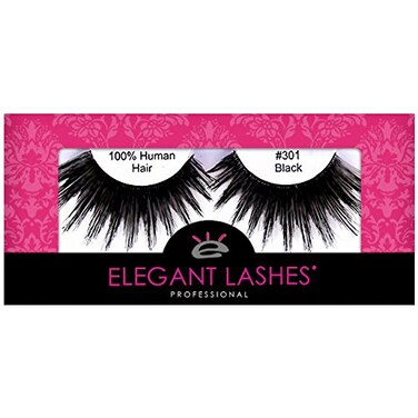Elegant Lashes 301 The ORIGINAL Drag Queen Lash  Thick Long Black Human Hair False Eyelashes for Drag Halloween Dance Rave Costume