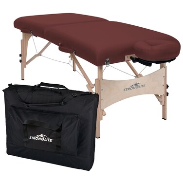 STRONGLITE Massage Table Package Classic Deluxe  3 Foam Reinforced Table Top Double Knob Leg Extensions incl Face Cradle Pillow  Carry Case 800lbs Working Weight