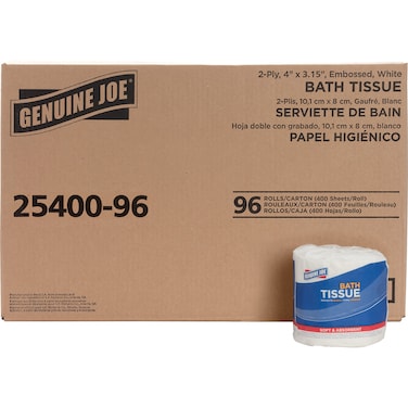 Genuine Joe GJO2540096 2ply Standard Bath Tissue Rolls White 96 rolls