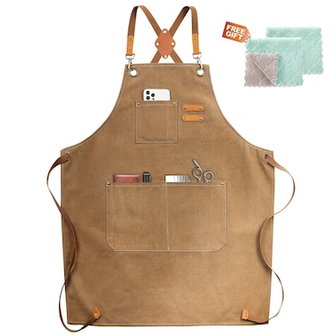 ZOMAO Chef Apron Cotton Canvas Cross Back Apron with Pockets for Women and MenAdjustable Strap and Large Pockets ApronKitchen Cooking Baking Bib Apron
