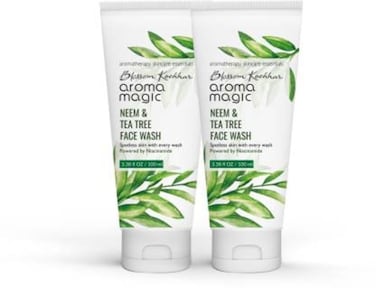 Aroma Magic Neem  Tea Tree Face Wash Pack of 2  338 Fl Oz 100ml  Natural Acne Facial Cleanser  for Men  Women  Hydrating Facewash for Oily  Sensitive Skin