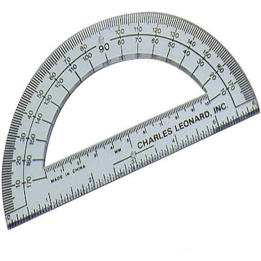 Charles Leonard 6Inch Open Center Protractor with Ruler Clear Plastic 12Count 77106
