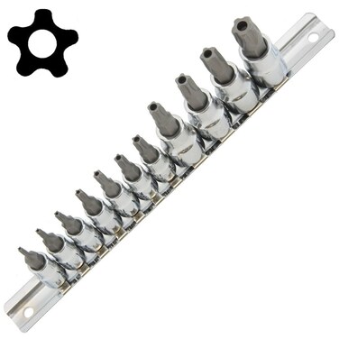 Anytime Tools 11 pc 5Point Star Torx Tamper Proof Security Bit Socket Set
