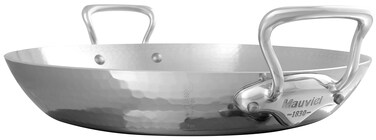 Mauviel MElite 5Ply Hammered Polished Stainless Steel Paella Pan With Cast Stainless Steel Handles 138in Made in France