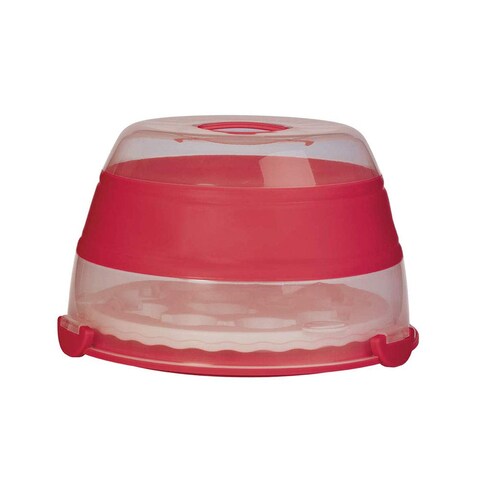 Prepworks by Progressive Collapsible Cupcake and Cake Carrier 24 Cupcakes 2 Layer Easy to Transport of Muffins Cookies or Dessert to Parties  Red