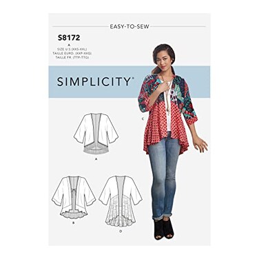Simplicity 8172 Easy to Sew Misses Kimono Sewing Pattern Kit Code 8172 Sizes XXSXXL