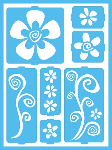 DecoArt Patio Paint SelfAdhesive Stencils 6 by 8Inch Funky Flowers