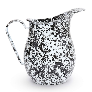 Enamelware Pitcher 3 quart BlackWhite Splatter