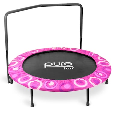 Pure Fun 48inch Super Jumper Kids Trampoline with Handrail 100lb Weight Limit Pink