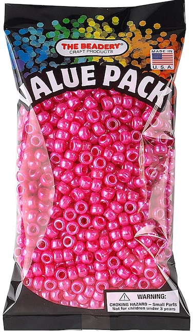 The Beadery 6 by 9mm Barrel PonyBead Hot Pink 900Pieces