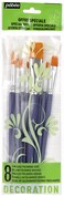 Pebeo Yellow Polyamide Brushes 8Pack 4 Round and 4 Flat