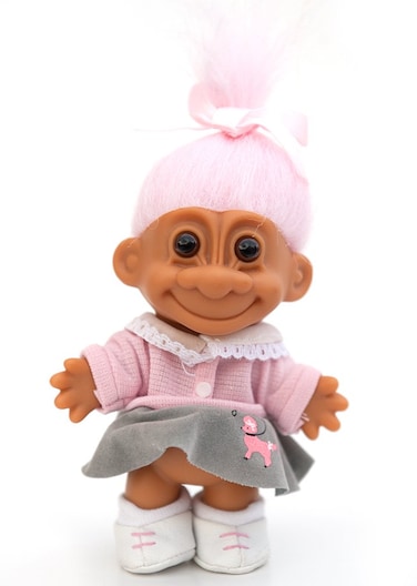 Russ Berrie My Lucky 1950s Poodle Skirt 6 Troll Doll Pink Hair