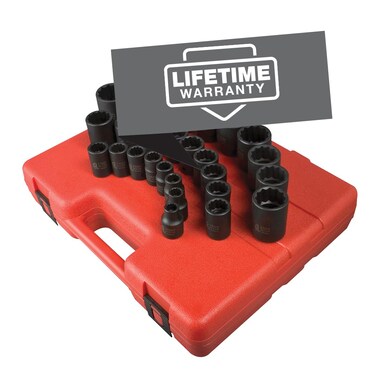 SUNEX TOOLS 2826 12Inch Drive 12Point Metric Impact Socket Set 26Piece