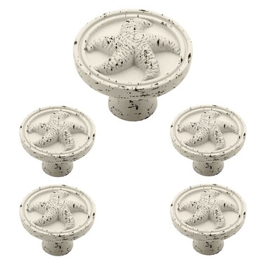 Franklin Brass Seaside Cottage Starfish Cabinet Knob Vintage Antique White 138 in 35 mm Drawer Knob 5 Pack PBF657C254C1