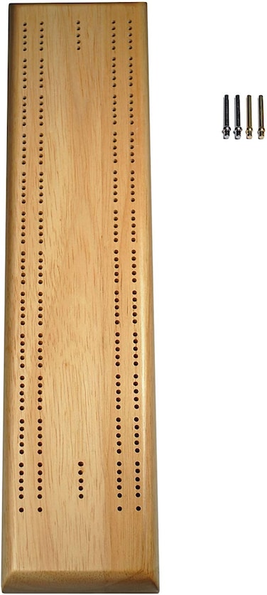 WE Games Competition Cribbage Set  Solid Wood Sprint 2 Track Board with Metal Pegs