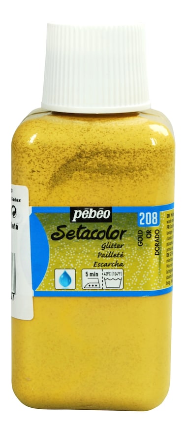 Pebeo Light Fabrics Glitter Setacolor Fabric Paint 250ml Gold