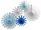 5Piece Tissue Snowflake Decorations Winter Mix White  Blue 1522 Inch