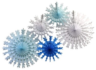 5Piece Tissue Snowflake Decorations Winter Mix White  Blue 1522 Inch